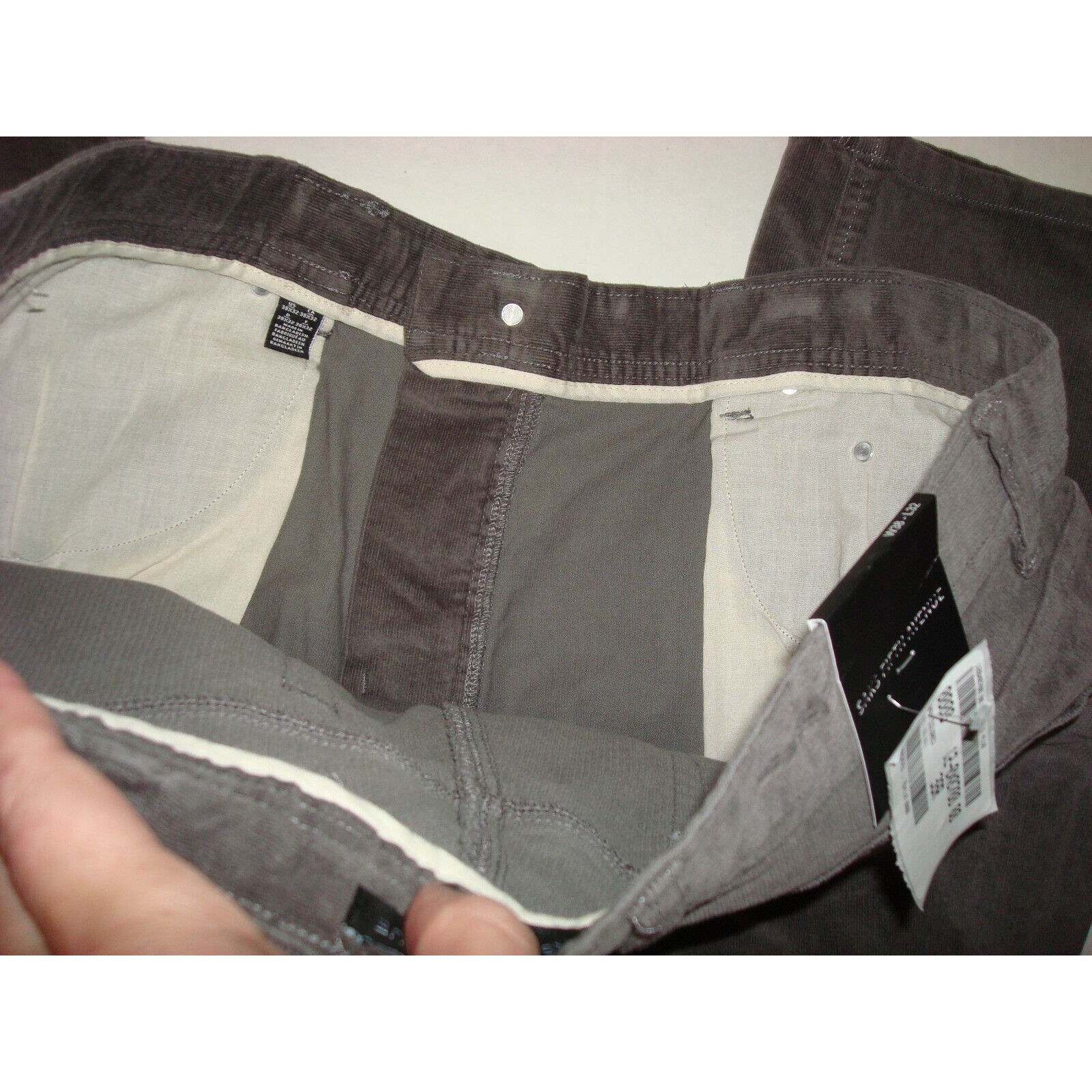 New Mens Nwt $228 Saks Fifth Avenue Collection Corduroy Pants Gray 38 X 32 Tower — image 4 of 4